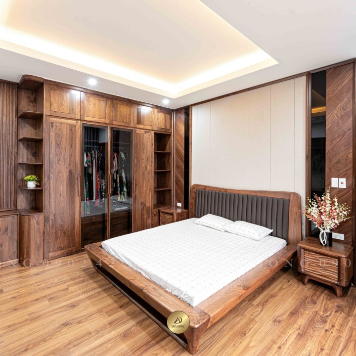 Giường ngủ gỗ óc chó VLUXE-GN-02